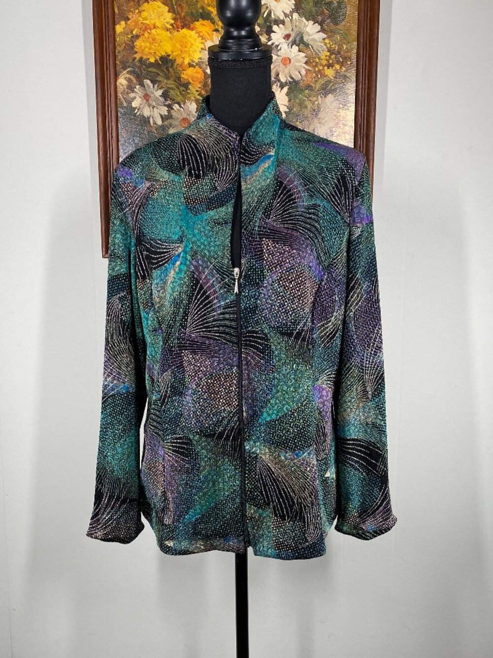 Draper's & Damon's Zip Up Jacket Women's Medium Multicolor Peacock Canada